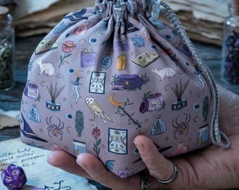 Dice bag pockets for dnd, apothecary drawstring pouch for rpg player gift