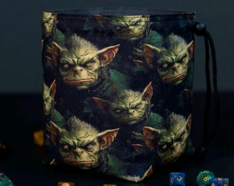 Goblin dice bag with 6 pockets, rpg dice pouch large, tabletop organizer