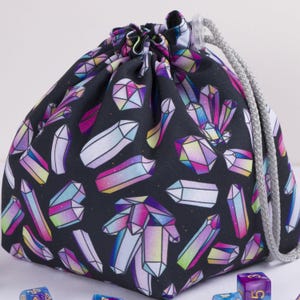 Dice bag crystal, DnD RPG accessory, Pockets dice bags