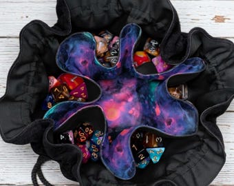 Galaxy velvet dice bag, holds 120+ dice, ttrpg accessories, dnd gifts