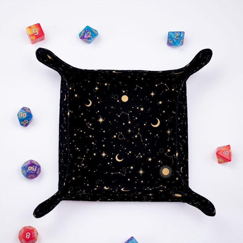 Galaxy dice tray for your dnd character, handmade dnd dice tray