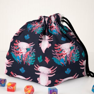 Axolotl dice bag Dnd dice bag pockets Large dice bag