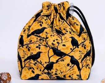 Bolsa para dados Crow, estuche independiente para D&D, bolsa para juegos de rol hecha a mano