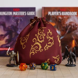 DnD dice bag, dungeons and dragons gifts, nerdy gifts, tabletop dice pouch, dice bag with pockets, gamer gift, RPG accessory, geek gift