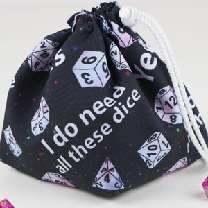 Large DND Dice Bag with Pockets: Travel Gaming Dicebags, Nerdy Gifts