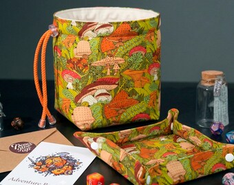 Mushroom dice bag tray, gift for a dnd player, unique tabletop rpg gift