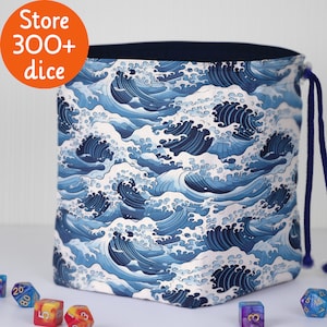 Dnd dice bag Great wave Japanese dice bag pockets