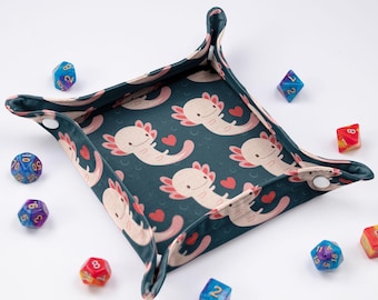 Axolotl dice tray, dice bag tray, dnd stocking stuffer, dnd accessories