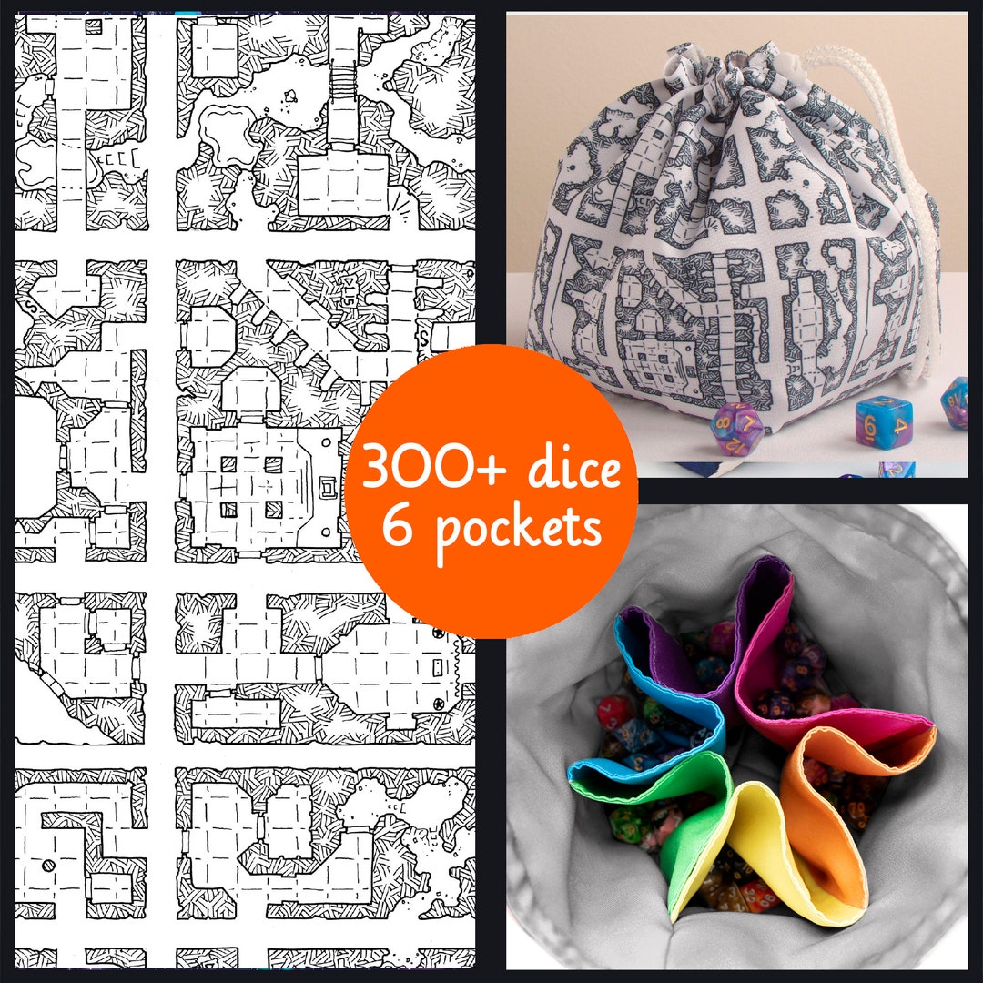 Dnd Dice Bag Pockets Large Dice Bag Dungeon Map Dnd Gifts Etsy