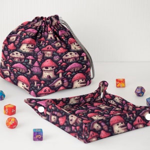 Dnd player gift Mushroom dice bag Dnd gifts Dnd dice tray