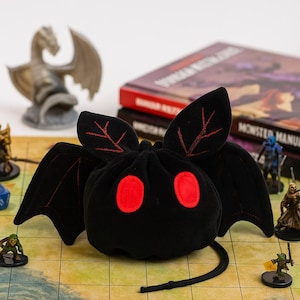 Aksamitna torba na kostki Mothman: haftowane miejsce do przechowywania kostek RPG