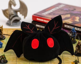Mothman Velvet Dice Bag: Embroidered RPG Dice Storage