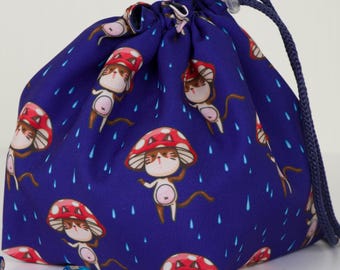 Mushroom cat dice bag with 6 pockets, dice pouch gift, dnd storage