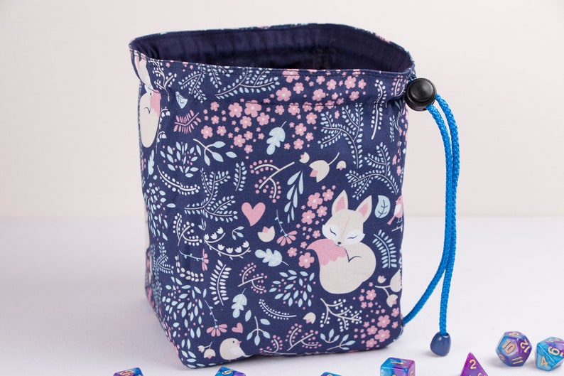 large dice bag 6 pockets dnd dice bag druid with fox print