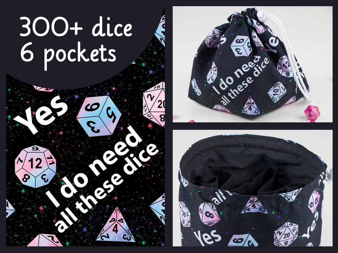 Dice Pouch With Six Pockets, Dnd Dice Bag, D20 Dice Holder, Large Dice
