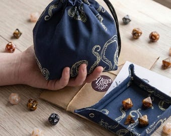 Octopus dice bag and folding tray for tabletop D&D players