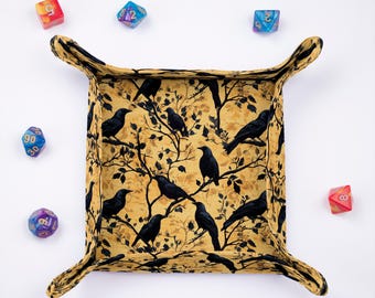 Bandeja para dados Raven, bandeja plegable estilo gótico, accesorio para juegos de rol hecho a mano
