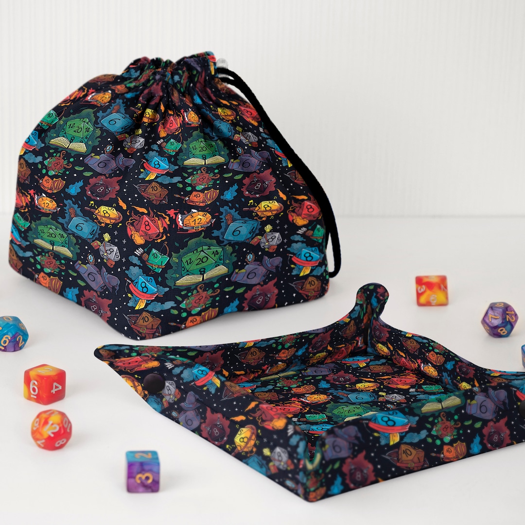 Set of Dice Bag and Dnd Dice Tray Set for Dnd Player Dice Etsy