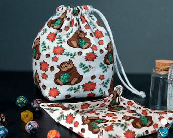 Owlbear dice bag and tray for your dice collection, handmade rpg dice pouch