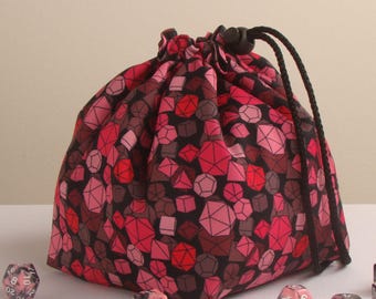 D20 dice bag, nerdy gift for him, handmade dnd dice pouch