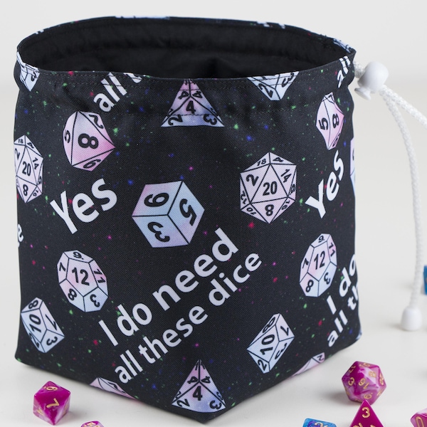 Bolsa de dados con eslogan, divertida bolsa de rol, bolsa de D&D hecha a mano