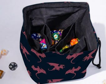 Dragon dice bag with 6 pockets, large dice bag, dnd gifts for him