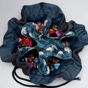 Dice bag pockets Great wave Japanese dice bag dnd