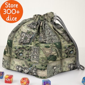 Dnd dice bag pockets Dungeon map dice bag Dnd gifts