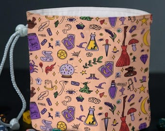 Occult dice bag with 6 pockets, dnd dice bag, husband dnd gifts