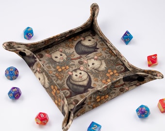 Possum dice tray Dnd accessories Cloth dice rolling tray Opossum dnd dice tray