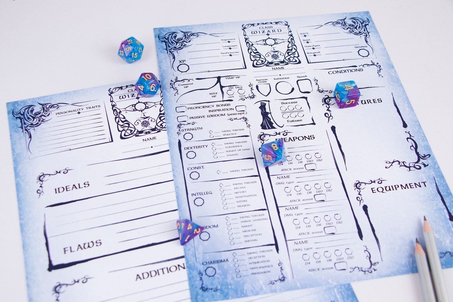Character sheet 5e Wizard PDF - Etsy 日本