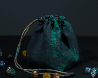 Druid dice bag for tabletop players with optional inner pockets