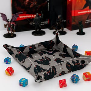 Small dice tray for dnd, folding dice tray mothman, portable dice rolling tray for rpg games, travel board game tray, dnd gift idea