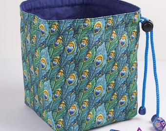 Bolsa para dados con plumas para lucir en la noche de juegos, linda bolsa para dados de D&D