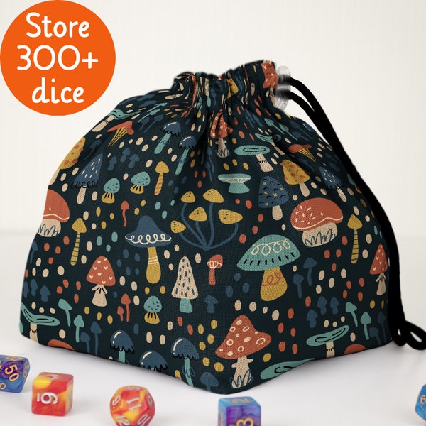 Dice bag mushroom Dnd dice bag of holding Large dice bag pockets