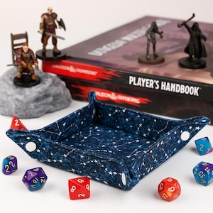 D&D dice tray, Rolling tray for DnD, Nerdy gifts, Galaxy dice tray, Folding dice tray, Tabletop RPG accessory, Portable dice rolling tray