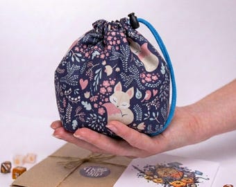 Bolsa para dados con diseño de zorro, regalo para jugadores de D&D amantes de los zorros, bolsa para dados hecha a mano.