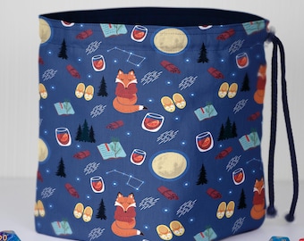 Fox dice bag, cute woodland pouch for game night, handmade dnd bag