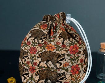 Bolsa para dados de mapache, bolsa de Jimothy de vidrieras, para amantes de las criaturas críptidas.