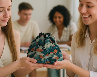 Wave dice bag, Gifts for dnd fans, Handmade dice pouch