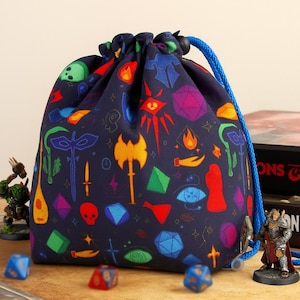 Dice Bag D&D, dungeons and dragons gifts, rpg dice bag, handmade dice pouch, tabletop RPG accessory, geeky gamer gift, dice holder