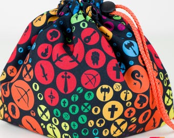 Large dice bag for dungeon masters, dnd dice organizer