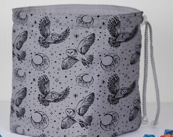 Owl dice bag, druid character pouch with pockets, handmade dnd bag