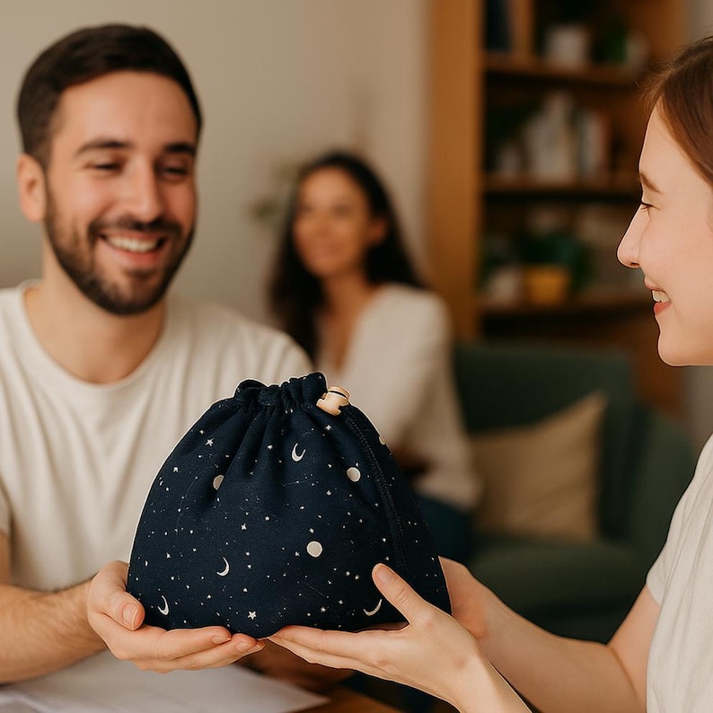 Dice bag used at tabletop rpg session