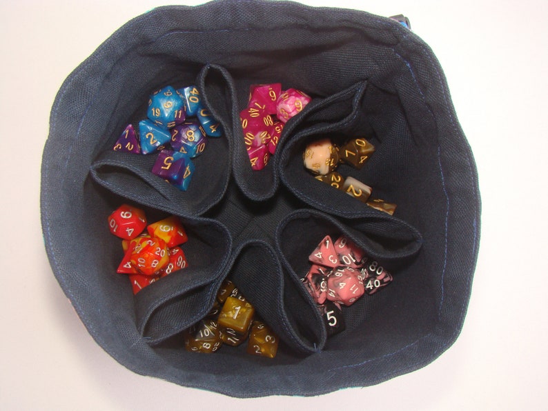 large dice bag 6 pockets dnd dice bag druid with fox print