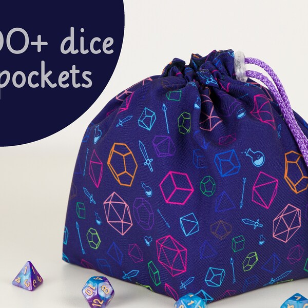 Sac de dés Dnd Accessories, organisateur de jeu multi-poches, sac de rangement DnD, sac de dés avec six sections, sac de dés avec poches, pochette de dés DnD