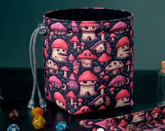 Bandeja para dados con forma de hongo para amantes de los juegos de rol, bolsa para dados de D&D única