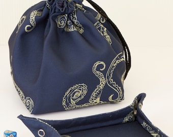Octopus dice bag + Dice rolling tray Dnd gifts