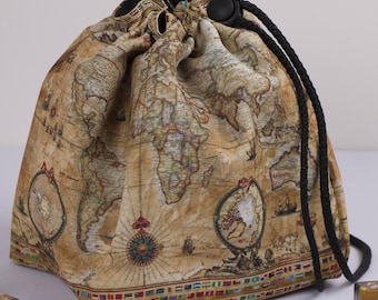 Dice bag pockets, Old map DND bag, Nerdy gifts