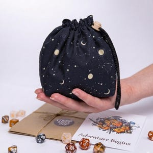Galaxy dice bag with pockets, dnd gift for girlfriend wife or female dm